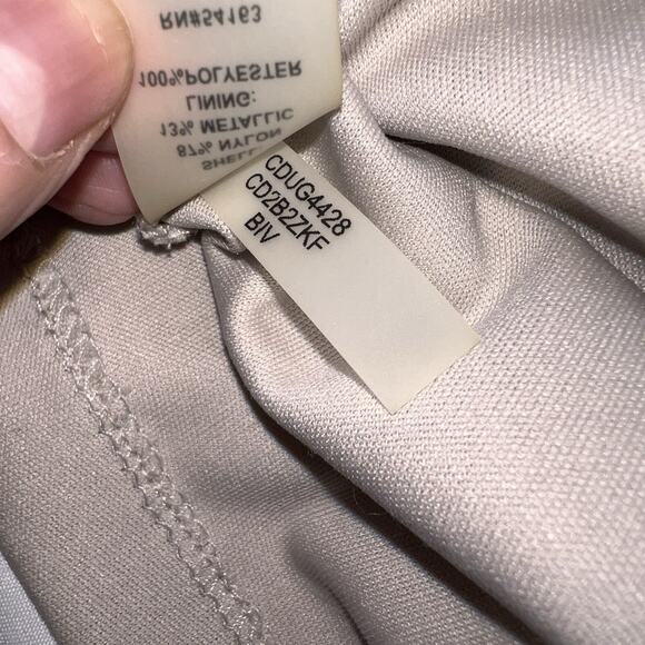 Calvin Klein Formal Dress Size 4 Champagne Lace One Shoulder Side Ruching Prom - Picture 13 of 14